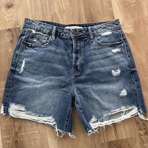 Hidden Jean Shorts Button Fly Distressed Women's Size L‎